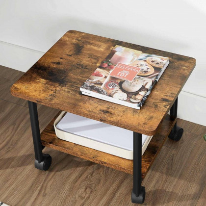 FaFurn - Printer Stand with Bottom Shelf in Walnut, Metal/Wood