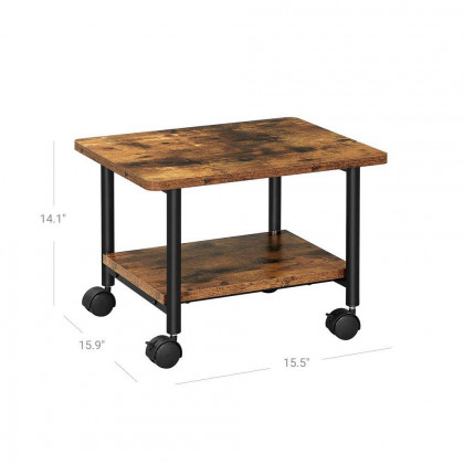 FaFurn - Printer Stand with Bottom Shelf in Walnut, Metal/Wood
