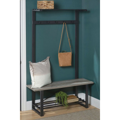 FaFurn Rustic Sturdy Metal Entryway Hall Tree Coat Rack - Gray