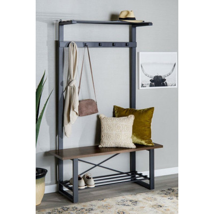 FaFurn - Rustic Sturdy Metal Entryway Hall Tree Coat Rack