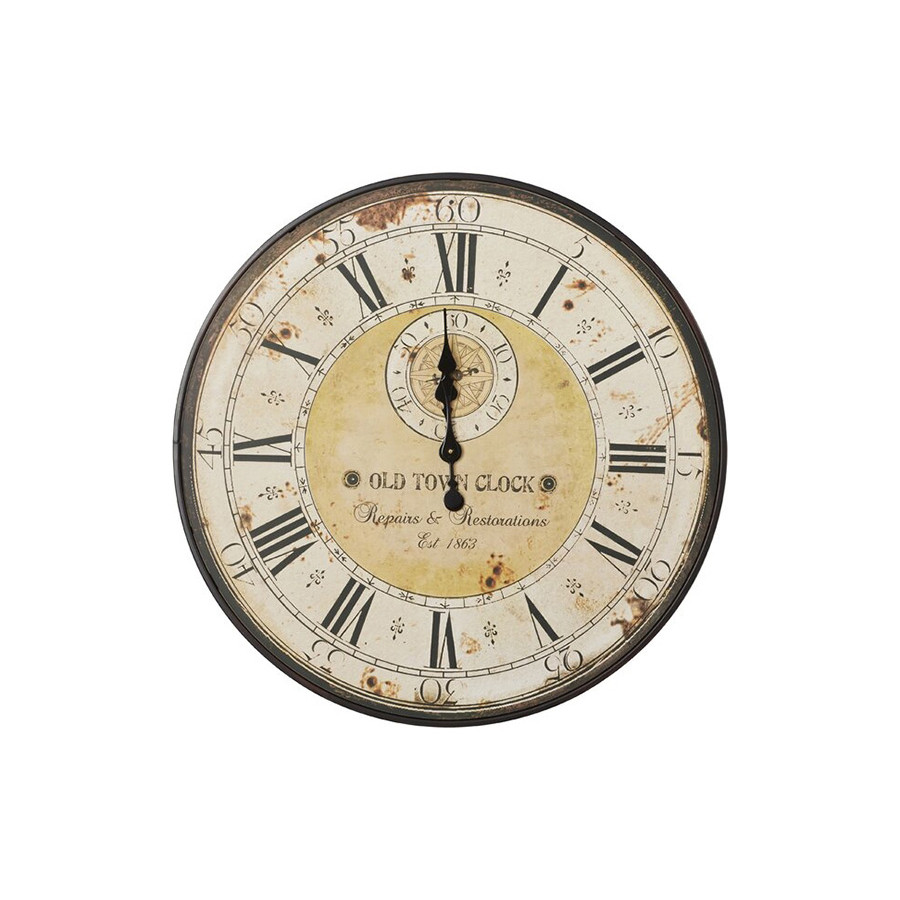 FaFurn - Vintage Oversized Distressed Metal Wall Clock