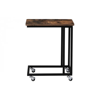FaFurn - Modern Industrial Side Table Nightstand TV Tray On Wheels