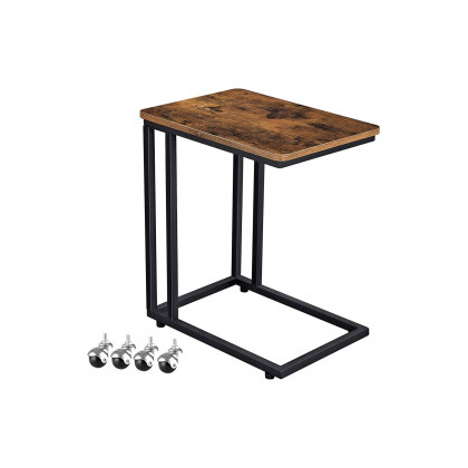 FaFurn - Modern Industrial Side Table Nightstand TV Tray On Wheels