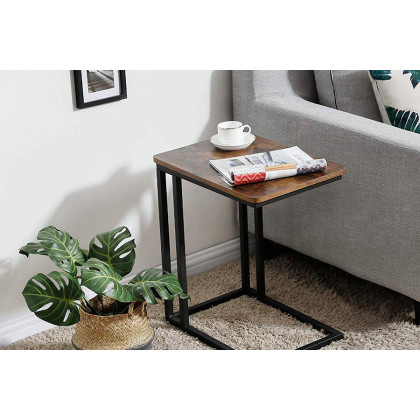 FaFurn - Modern Industrial Side Table Nightstand TV Tray On Wheels
