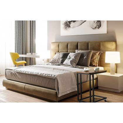 FaFurn - Modern Industrial Side Table Nightstand TV Tray On Wheels