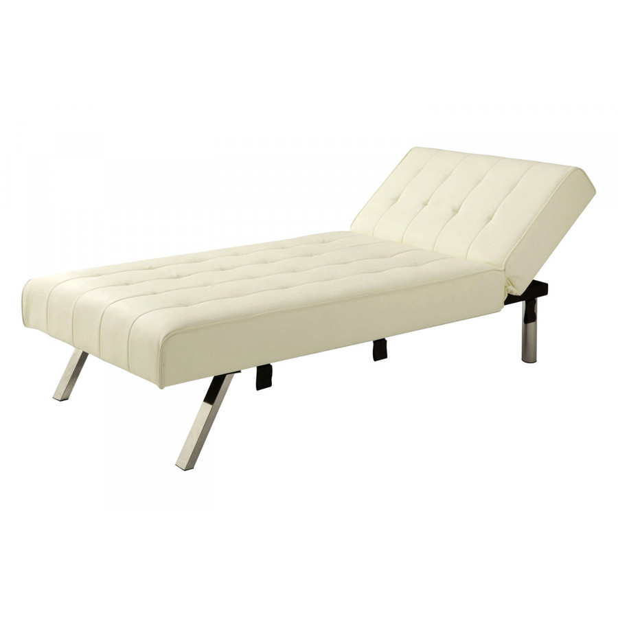 FaFurn - Vanilla Chaise Lounge Sleeper Bed with Contemporary Chrome Legs