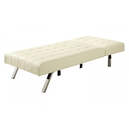 FaFurn - Vanilla Chaise Lounge Sleeper Bed with Contemporary Chrome Legs