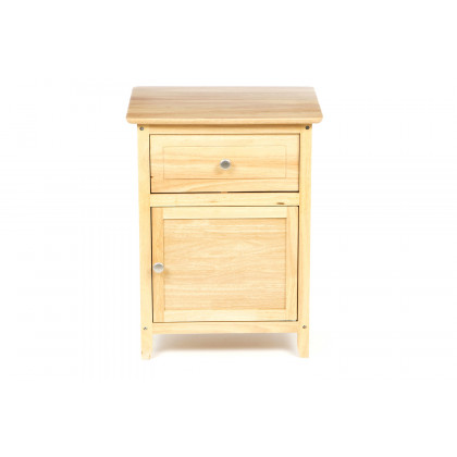FaFurn - Natural Wood Finish 1-Drawer Bedside Table Cabinet Nightstand