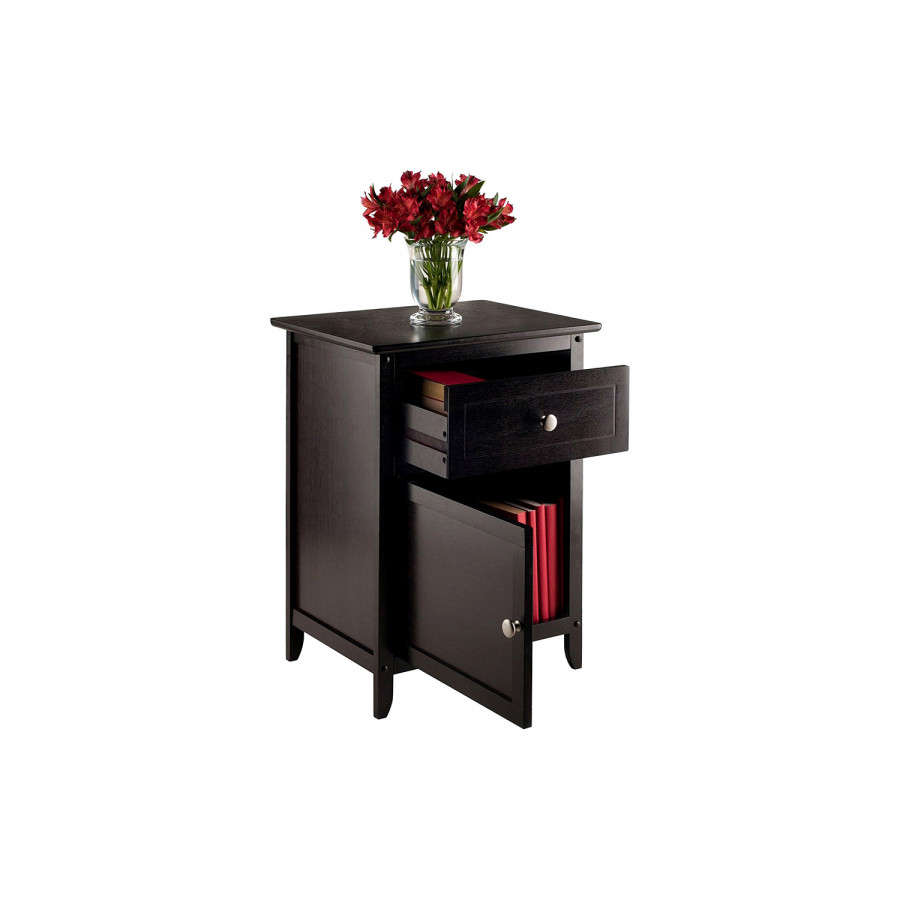 FaFurn Wood Finish 1-Drawer Bedroom Nightstand/End Table - Espresso