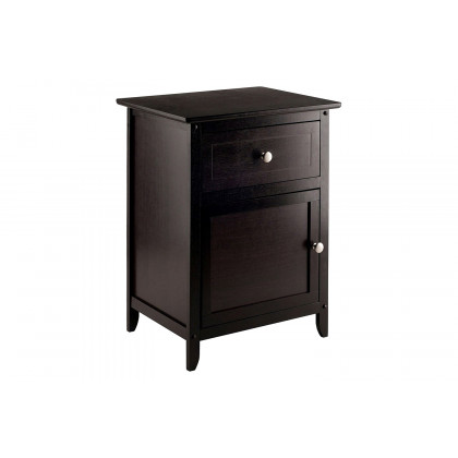 FaFurn Wood Finish 1-Drawer Bedroom Nightstand/End Table - Espresso