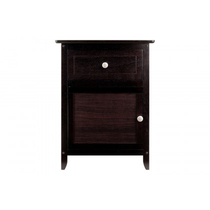 FaFurn Wood Finish 1-Drawer Bedroom Nightstand/End Table - Espresso
