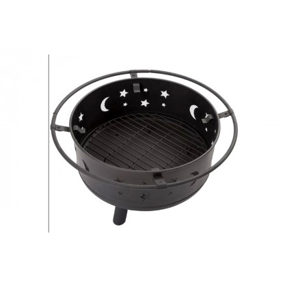 FaFurn - Heavy Duty Steel Metal Wood Burning Fire Pit with Moon and Stars Cutouts