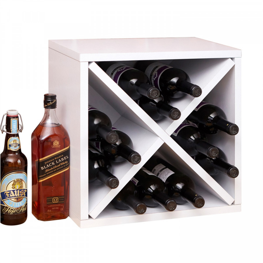 FaFurn Stackable 12 Bottle Wine Rack - White