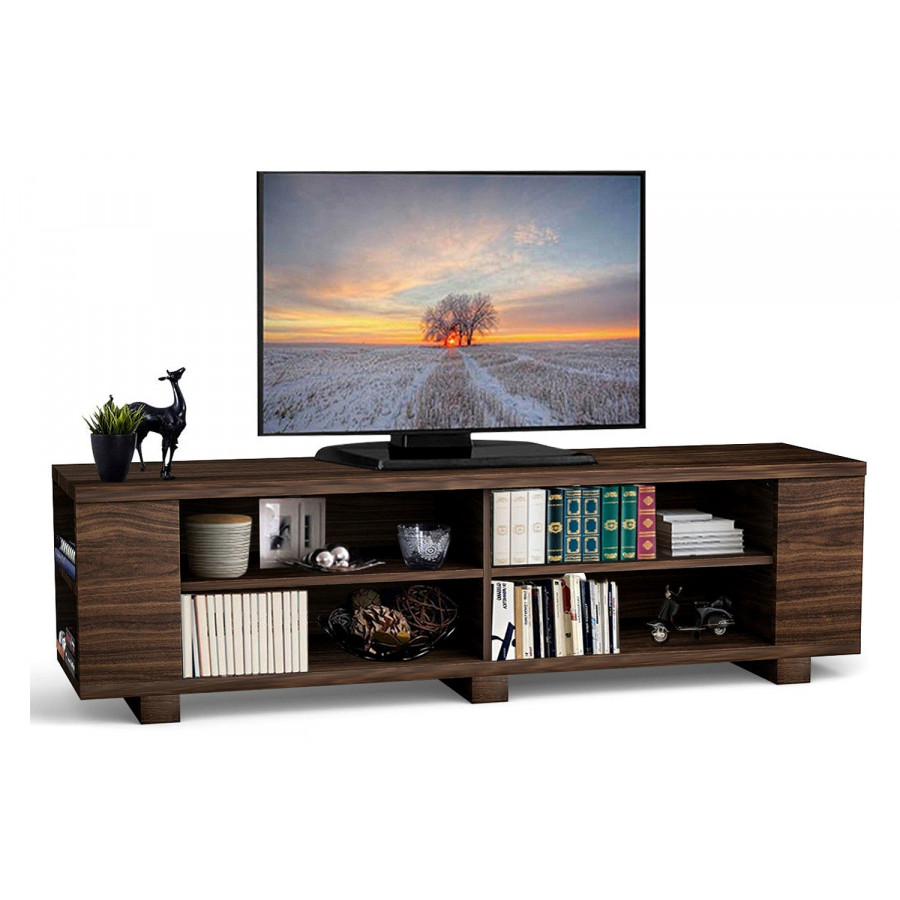 FaFurn Modern TV Stand in Wood Finish Holds Up To 60-Inch TV - Walnut