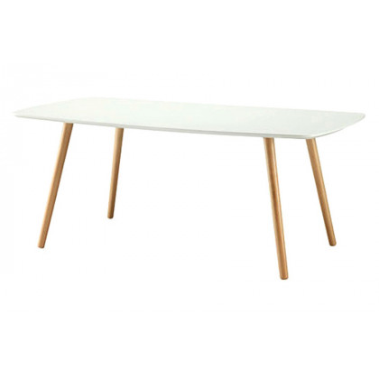 FaFurn - White Top Mid-Century Coffee Table with Solid Wood Legs