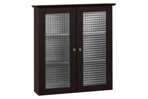 FaFurn™ - Bathroom Wall Cabinet with Two Glass Doors in Dark Espresso