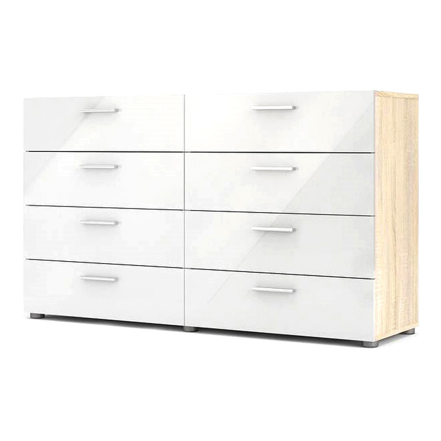 FaFurn Modern Bedroom 8-Drawer Double Dresser - White/Oak
