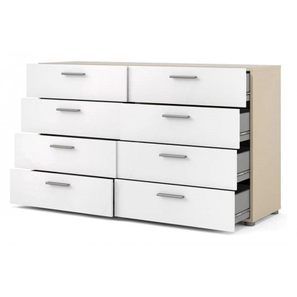 FaFurn Modern Bedroom 8-Drawer Double Dresser - White/Oak