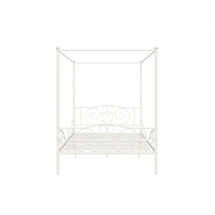 FaFurn Full Size Canopy Bed Frame with Heavy Duty Steel Slats - White, Metal