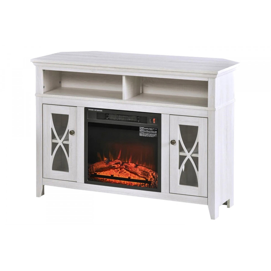 FaFurn - Electric Fireplace Mantel TV Stand with Adjustable Shelves 2 Storage Cabinets