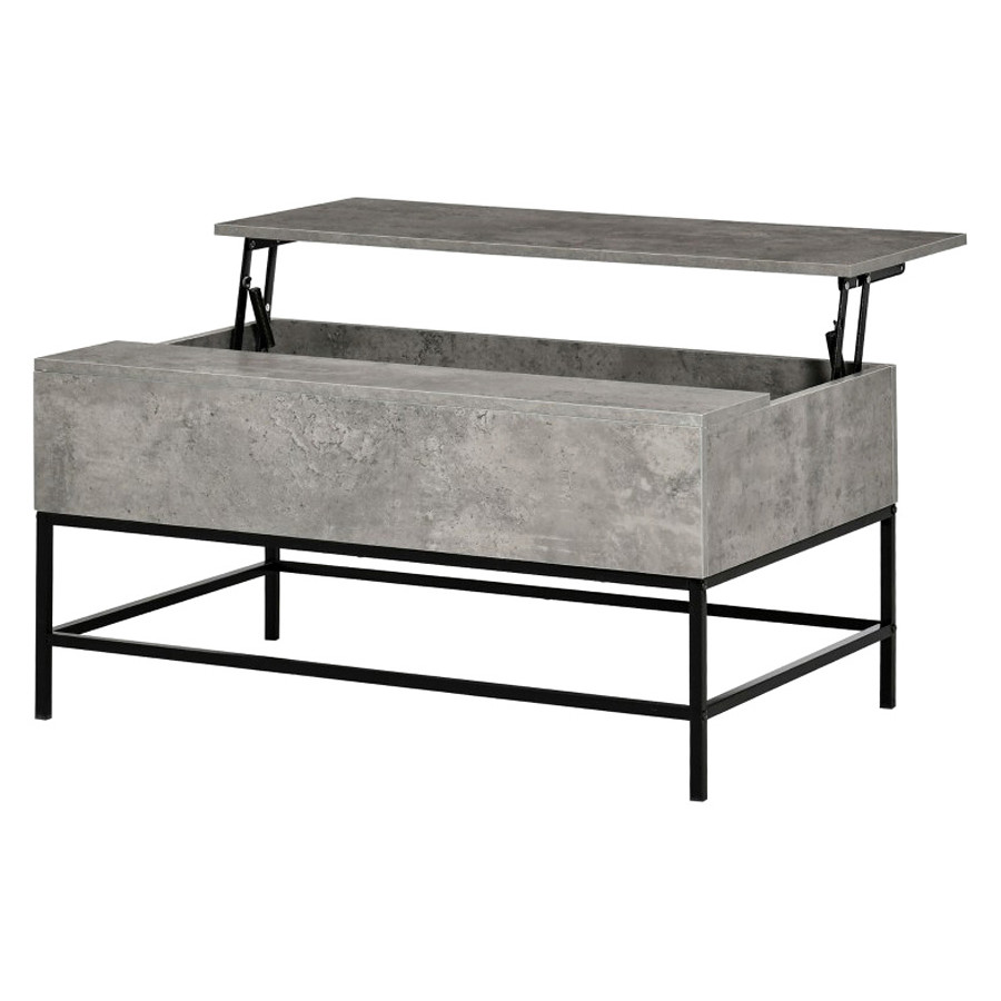 FaFurn Modern Lift Top Coffee Table W/ Hidden Storage Black Metal Legs - Gray