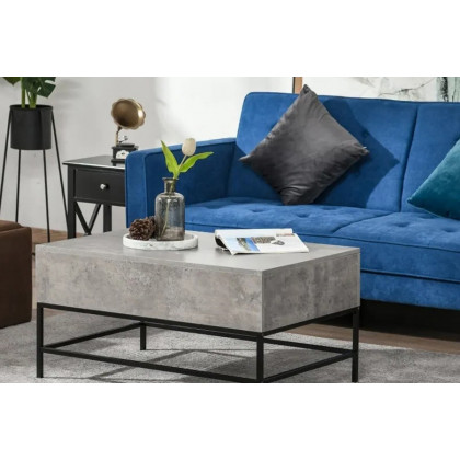 FaFurn Modern Lift Top Coffee Table W/ Hidden Storage Black Metal Legs - Gray