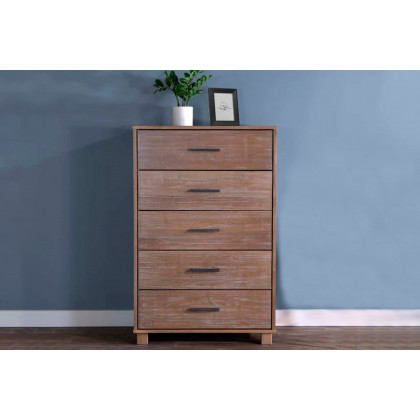 FaFurn Modern Farmhouse Solid 5 Drawers Chest - Pine, Wood