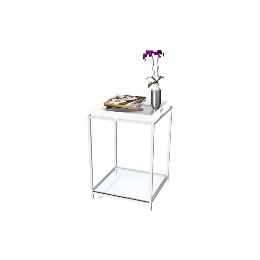 FaFurn - Modern Classic Metal End Table with White Removable Tray