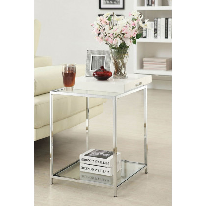 FaFurn - Modern Classic Metal End Table with White Removable Tray