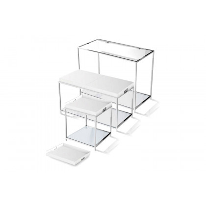 FaFurn - Modern Classic Metal End Table with White Removable Tray