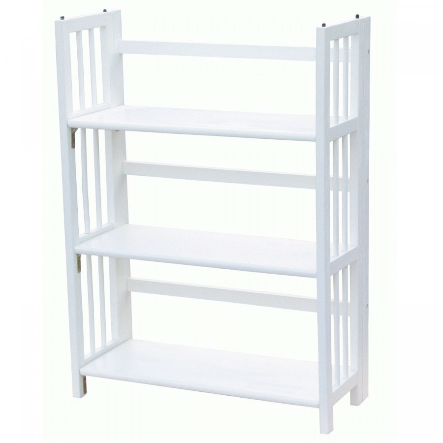 FaFurn - 3-Shelves Bookcase with 3 Shelves in White, Wood