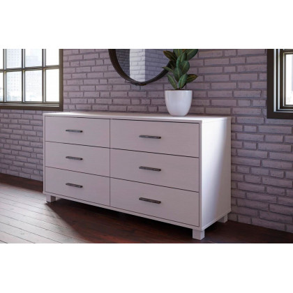 FaFurn Modern Farmhouse Solid 6 Drawers Double Dresser - White, Wood