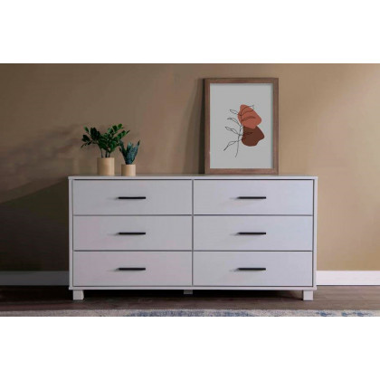 FaFurn Modern Farmhouse Solid 6 Drawers Double Dresser - White, Wood