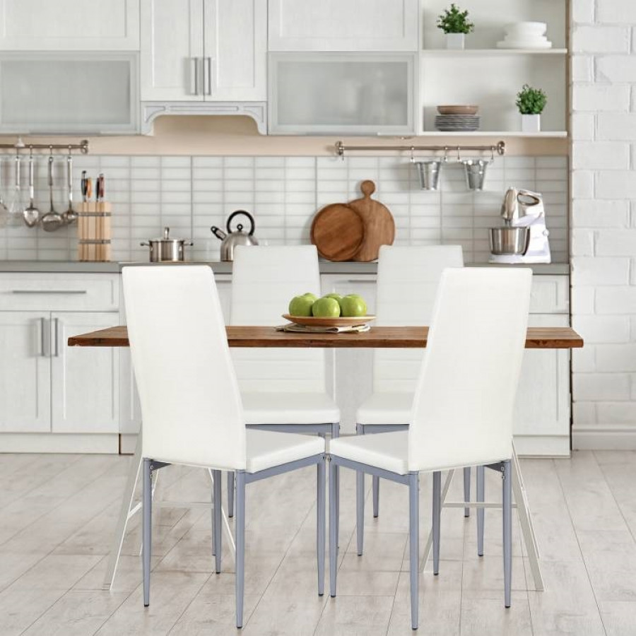 FaFurn - Set of 4 Modern Dining Chairs with Metal Legs