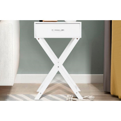 FaFurn - X-Shape 1 Drawer End Table with D-Shape Handle