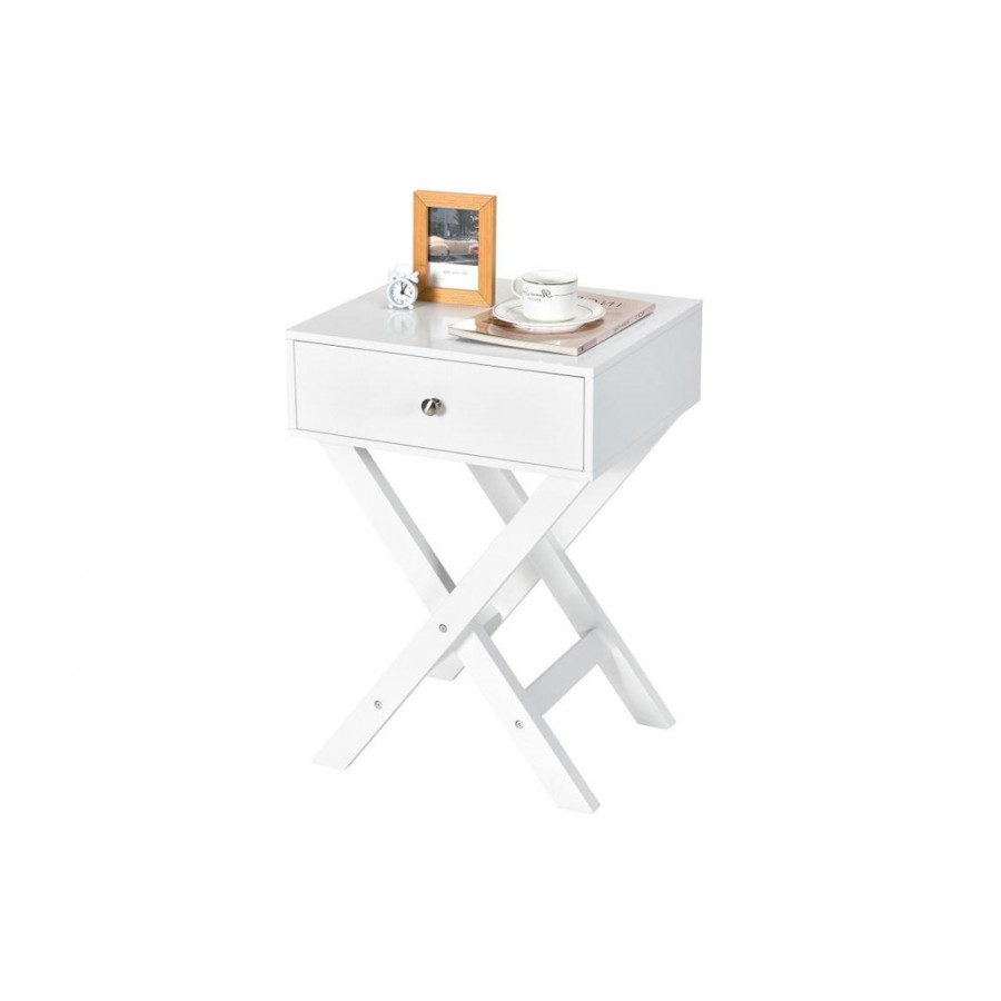 FaFurn - X-Shape 1 Drawer End Table with Knob Handle