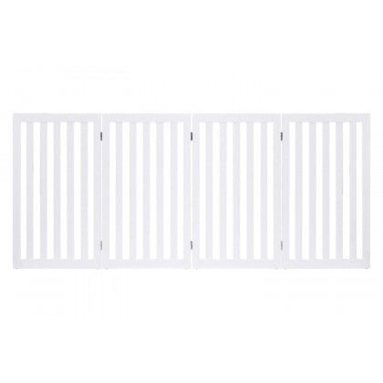 FaFurn - Folding 4-Panel Dog Gate Pet Fence in White Wood Finish