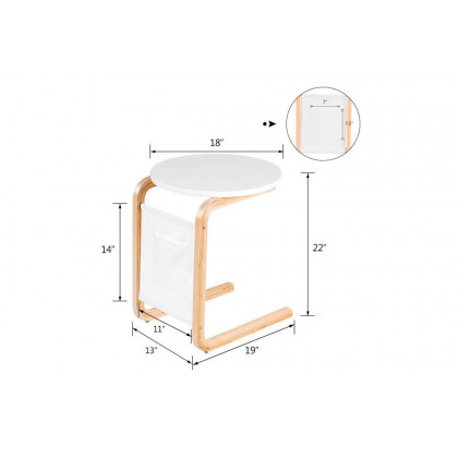 FaFurn - TV Tray Sofa Table with Storage Bag in White, Wood