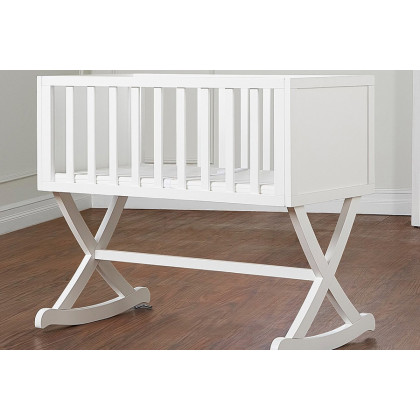 FaFurn Solid Wood Rocking Baby Glider Cradle with Crib Mattress - White
