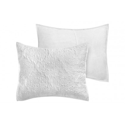 FaFurn King Size 3-Piece Quilted Damask Pattern Quilt Set - White, Cotton