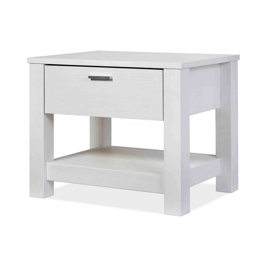 FaFurn Farmhouse Traditional Rustic 1 Drawer Nightstand - White