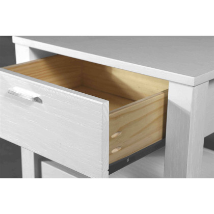 FaFurn Farmhouse Traditional Rustic 1 Drawer Nightstand - White