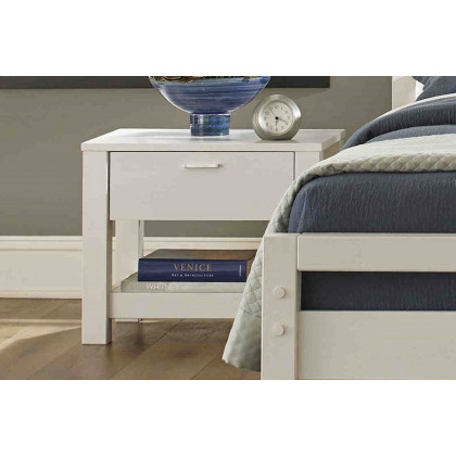 FaFurn Farmhouse Traditional Rustic 1 Drawer Nightstand - White