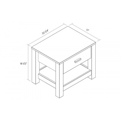 FaFurn Farmhouse Traditional Rustic 1 Drawer Nightstand - White