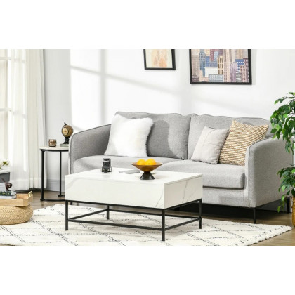 FaFurn - Modern Lift Top Coffee Table W/ Hidden Storage Black Metal Legs