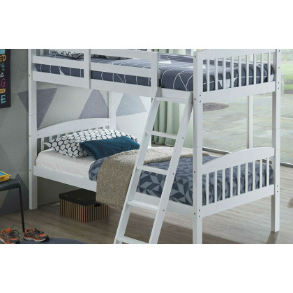 FaFurn Twin Over Twin Wooden Bunk Bed with Ladder - White