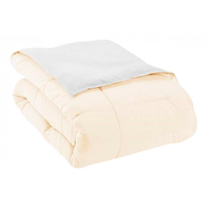 FaFurn Twin/Twin XL Size 2-Piece Reversible Comforter Set - White/Cream, Microfiber