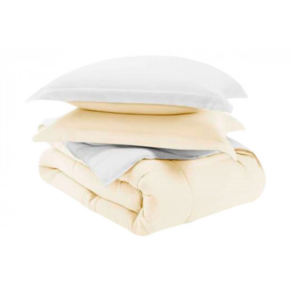 FaFurn Twin/Twin XL Size 2-Piece Reversible Comforter Set - White/Cream, Microfiber
