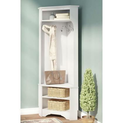 FaFurn Tall Sturdy Entryway Corner Hall Tree - White