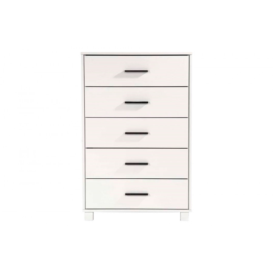 FaFurn Modern Farmhouse Solid 5 Drawers Chest - White, Wood